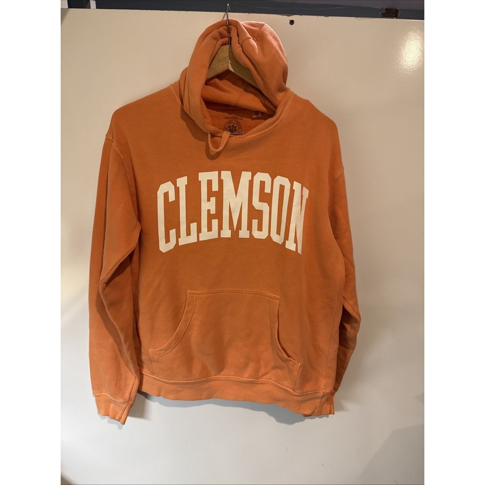 Clemson Tigers Hoodie Mens Small Orange Paw Print Sweatshirt
